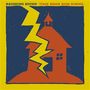 "REIGNING SOUND TIME BOMB HIGH SCHOOL" steht oben. Illustration: Ein rotes Haus mit Blitz auf blauem Hintergrund.