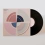 „Imperial Teen All Over You“ in blauer und rosa Schrift. Abstrakte Kunst mit kreisförmigen Segmenten. Vinyl-Schallplatte.