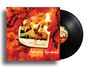 Text: "Wither Rewired", "Stabbing Westward". Eine brennende Polaroid-Fotografie auf einem rot-orangefarbenen Hintergrund.