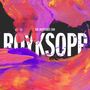 Text: „THE INEVITABLE END, RÖYKSOPP“. Bunte, abstrakte Farbmuster in Rot, Lila und Orange.