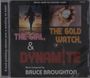 "THE GIRL, & DYNAMITE", "THE GOLD WATCH," mit Bildern einer Frau im Sonnenuntergang und einer Taschenuhr.