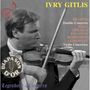 "Ivry Gitlis", "Brahms", "Double Concerto", "Berg", "Sibelius", "Paganini", "Hindemith", "Leibowitz", "Violin Concertos", "Legendary Treasures". Ein Violinist spielt Geige.