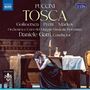 "PUCCINI TOSCA, Goikoetxea, Pretti, Markov, Orchestra e Coro del Maggio Musicale Fiorentino, Daniele Gatti, Conductor." 

Eine Frau in elegantem Kleid sitzt verzweifelt an einem Tisch mit Kerzen.