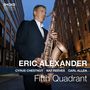 Texte: "ERICH ALEXANDER", "CYRUS CHESTNUT", "NAT REEVES", "CARL ALLEN", "Fifth Quadrant". Mann spielt Saxophon zwischen Gebäuden.