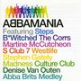 ABBAMANIA, Featuring: Steps, B*Witched, The Corrs, Martine McCutcheon, S Club 7, Westlife, Stephen Gately, Madness. Bunte Silhouetten oben.