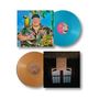 Oben: Bunter Schriftzug, "Joshua Ray Walker". Zwei Schallplatten, eine blau, eine gold. Links ein Mann mit Papagei.