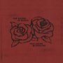 Beschriftung: "The Sound of Roses" und "Muscadine Bloodline". Zwei gezeichnete Rosen auf rotem Hintergrund.