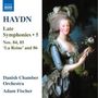 Text: "HAYDN Late Symphonies • 5 Nos. 84, 85 ‘La Reine’ and 86 Danish Chamber Orchestra Adam Fischer." 

Illustration: Dame in elegantem Kleid mit Rose.
