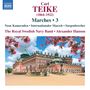 Carl Teike, Marches 3. Werke: Neue Kameraden, Internationaler Marsch, Sorgenbrecher. Barockes Gebäude umrahmt von Blüten.
