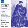 "Daniel-François-Esprit Auber, Overtures • 9; Janáček Philharmonic Ostrava, Dario Salvi" neben einer Zeichnung einer Frau.