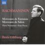"RACHMANINOV, Morceaux de Fantaisie, Morceaux de Salon, Three Nocturnes, Four Pieces. Boris Giltburg" in Weiß und Rot auf Schwarz.