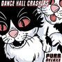 "DANCE HALL CRASHERS", "PURR DELUXE". Illustration von zwei Katzen mit schwarzen und weißen Gesichtern, rosa Nasen.
