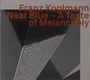 "Franz Koglmann Near Blue – A Taste of Melancholy" in rot. Geometrische Architektur in schwarz-weiß mit Linienmuster.