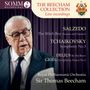 SOMM Recordings, The Beecham Collection: Salzedo, Tchaikovsky, Delius, Grieg. Royal Philharmonic Orchestra, Sir Thomas Beecham. Eine Illustration eines älteren Mannes mit Brille und Anzug.