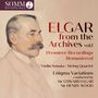 Text: "ELGAR from the Archives vol.1, Premiere Recordings Remastered." Illustration eines Mannes im Profil.