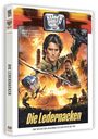 "Die Ledernacken", DVD-Cover mit Action-Szenen, Hubschrauber, Explosionen; zentral drei Männer mit Waffen, militärisches Thema.