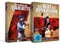 "Der Mann mit der Stahlkette" und "Das Blut der Roten Python", Sammler-Editionen. Asiatische Kriegerposen.