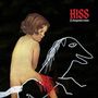 Text: „HISS A cheapened crown“. Illustration eines Kindes und eines stilisierten Pferdes auf schwarzem Hintergrund.