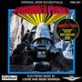 Auf dem Original MGM Soundtrack-Cover "FORBIDDEN PLANET" steht ein Roboter vor felsigem Hintergrund.
