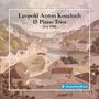 Text: "Leopold Anton Kozeluch. 15 Piano Trios. Trio 1790."

Illustration: Malerische Stadtansicht mit Fluss und Bergen.