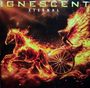 "IGNESCENT ETERNAL". Ein feuriges Pferd zieht einen Wagen mit einer flammenden Figur durch eine glühende Szene.