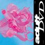 Text: "adult DVD", "33 RPM", "FPE800". Illustration: Rosa Objekte auf blauem Hintergrund mit Auto und Würfel.