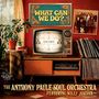 "WHAT CAN WE DO?" steht oben. "PLEASE STAND BY" im Fernseher. Unten: "THE ANTHONY PAUL SOUL ORCHESTRA FEATURING WILLY JORDAN". Retro-Wohnzimmer.