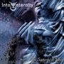 Text: "into eternity" oben, "The Scattering of Ashes" unten. Eine blaue Statue streut Asche vor einem dunklen Hintergrund.