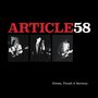 TEXT: ARTICLE 58. Echoes, Thrash & Harmony.  
Drei Fotos von Musikern mit Gitarren und Mikrofon.