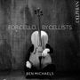 Der Text lautet: "FOR CELLO, BY CELLISTS", "BEN MICHAELS", "DELPHIAN". Ein Cello verdeckt eine sitzende Person.