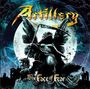 Artillery, The Face of Fear, Logo und Illustration eines Engels mit Sense vor Vollmond, neugotische Stimmung.