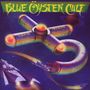 "Blue Öyster Cult", "Club Ninja", "Entry". Ein futuristisches Raumschiff im Weltraum, bunt und leuchtend.