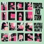 „TROPICAL FUCK STORM“, „INFLATABLE GRAVEYARD VOLUME 2“. Collage-Stil, Musiker in schwarz-weiß, pinke Akzente.