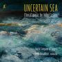 "UNCERTAIN SEA, Choral music by John Casken. Joyful Company of Singers, Peter Broadbent, conductor." Malerei eines stürmischen Meeres.