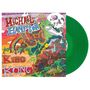 "Michael Hampton King Kong", bunte Landschaft mit Schmetterling, Regenbogen, Totenkopf und Dinosaurier; grünes Vinyl.