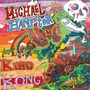„Michael Hampton“, „King Kong“. Buntes, surrealistisches Design mit Schmetterling, Regenbogen, Totenkopf und Pflanzen.
