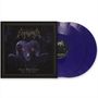 "Black Goat Ritual: Live in Thy Flesh." Eine Schallplattenhülle mit einem Gehörnten, violette Vinylplatten sichtbar.