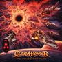 „Gloryhammer: Space 1993: Wrath of Kup-Virliath“, eine lebhafte, farbenfrohe Weltraumschlacht mit Raumschiffen und Explosionen.