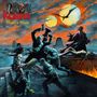 „Iron Kobra, Might & Magic“ in stilisierter Schrift. Ein Barbar kämpft gegen Monster unter zwei Monden.