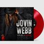 „Jovin Webb: Son of a Sinner“ steht in großen weißen Buchstaben auf einer schwarzen Wand. Rote Vinyl-Schallplatte.