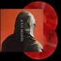 "AXIS MUNDI" steht vertikal. Ein Ritterhelm vor rotem Hintergrund. Zwei rote Schallplatten sind sichtbar.