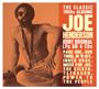 Text: "The Classic 1960s Albums. Joe Henderson. Eight Original LPs on 4 CDs." 

Links: Mann mit Bart und Sonnenbrille, Oberkörper frei.