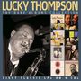 "Lucky Thompson: The Rare Albums Collection. Acht klassische LPs auf 4 CDs." Links ein Mann spielt Saxophon leidenschaftlich.