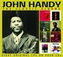 "JOHN HANDY", "THE CLASSIC ALBUMS", "EIGHT ORIGINAL LPs ON FOUR CDs". Porträt eines Mannes mit Saxophon, Albumcovers rechts.