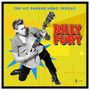 Text: "THE HIT PARADE HERO 1959-62" und "BILLY FURY". Eine schwarz-weiße Figur spielt Gitarre auf gelbem Hintergrund.