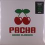 "PACHA HOUSE CLASSICS" in roter und grüner Schrift. Zwei rote Kirschen mit grünem Blatt oben.