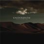 "UNDERØATH Define the Great Line" über einer dunklen, hügeligen Wüstenlandschaft unter dunklen Wolken.