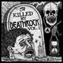 "Killed by Deathrock Vol. 1." Illustration: Grabstein, weinender Kopf, Skelett mit Sanduhr, Spinnen.