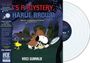„IT'S A MYSTERY, CHARLIE BROWN“, Soundtrack, Snoopy mit Lupe im Detektivkostüm, Vinyl-Schallplatte in Weiß.