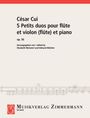 César Cui: 5 Petits duos pour flûte et violon (flûte) et piano, op. 56. Herausgegeben von Weinzierl und Wächter. Logo unten links.